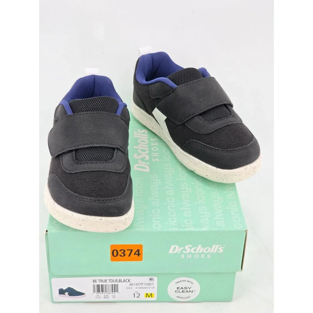 Dr. Scholl's Be True Toddler Shoes 12M Black Hook Loop Sneakers -Excellent